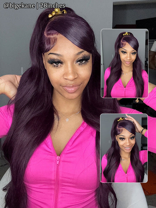 50% off in the last 3 hours:🌸Recommend Glueless Dark Purple 7x6 FULL Lace Frontal Wig 18"-32" Colored Human Hair Wigs