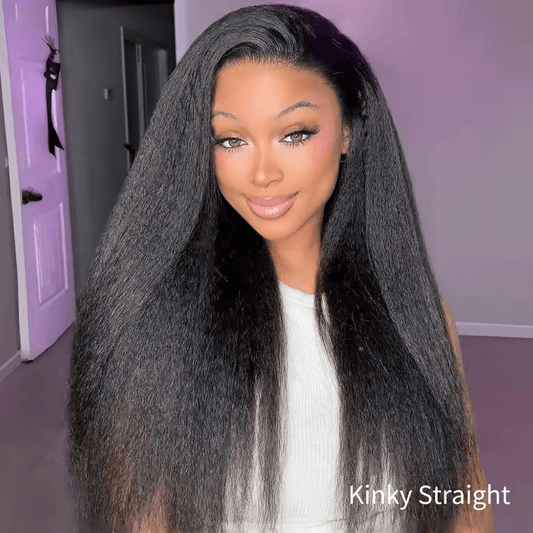 13x4 Pre Everything Kinky Straight Lace Frontal Put On And Go Invisi Drawstring Human Hair Wig Flash Sale